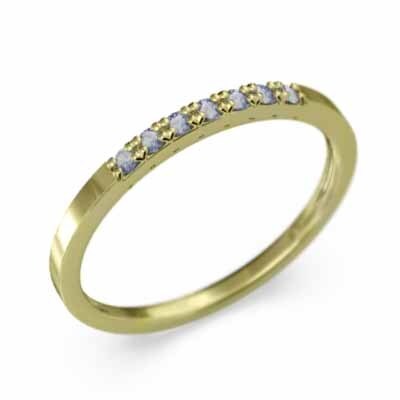 ハーフ エタニティ 指輪 平たい リング 細い 指輪 タンザナイト K18 12月誕生石 幅約1.5mmリング 微細