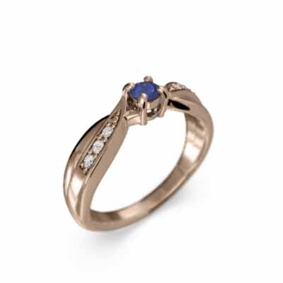 k10ピンクゴールド 結婚指輪 にも 9月誕生石 ブルーサファイア 天然ダイヤモンド 中央石約3.0mm_画像4