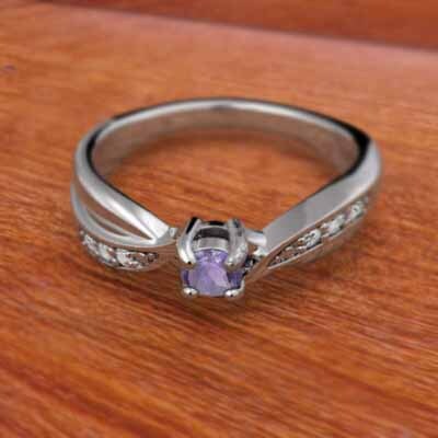 結婚指輪 にも アメシスト 天然ダイヤモンド 2月誕生石 ホワイトゴールドk18 中央石約3.0mm_画像3