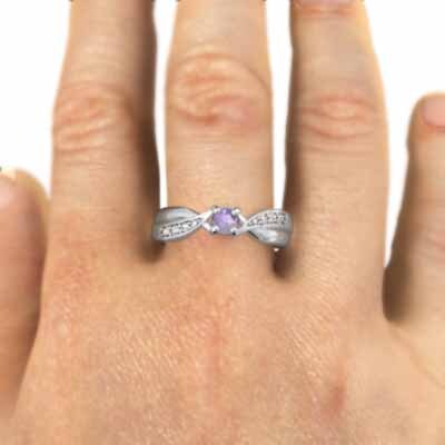 アメジスト 天然ダイヤモンド 結婚指輪 にも 2月誕生石 k18ホワイトゴールド 中央石約3.3mm_画像2