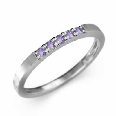 Плоское кольцо половина вечности кольцо пять камня тонкое кольцо аметист февраль платиновый 900 ширина около 1,7 мм более тонкий