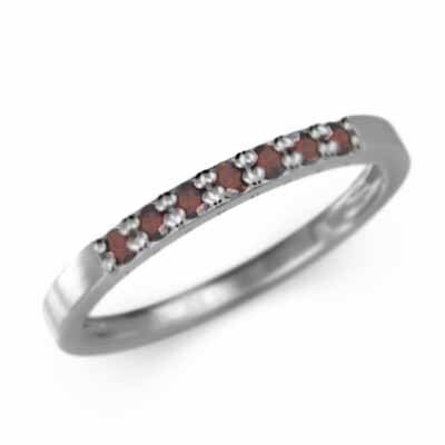 平たい リング ハーフ エタニティ 指輪 ガーネット 細い 指輪 プラチナ900 1月誕生石 幅約1.7mmリング 細め_画像1