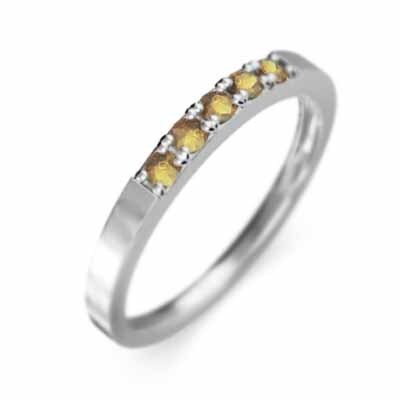 プラチナ900 平たい リング ハーフ エタニティ 指輪 5石 細い 指輪 シトリン(黄水晶) 幅約2mmリング 少し細め_画像4