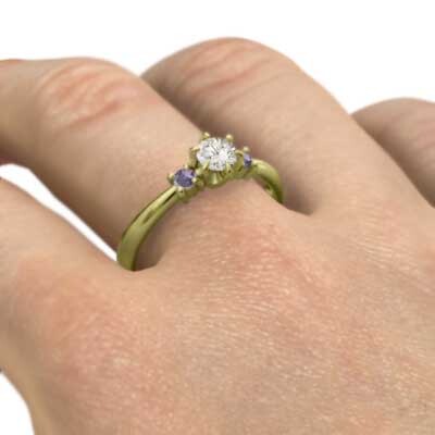 k18イエローゴールド 結婚指輪 にも 2月の誕生石 アメジスト 天然ダイヤモンド_画像6
