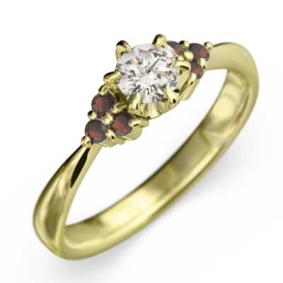 ガーネット 天然ダイヤモンド 結婚指輪 にも 1月誕生石 イエローゴールドk18_画像4