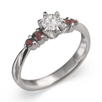 結婚指輪 にも ガーネット 天然ダイヤモンド 1月誕生石 k18ホワイトゴールド_画像4