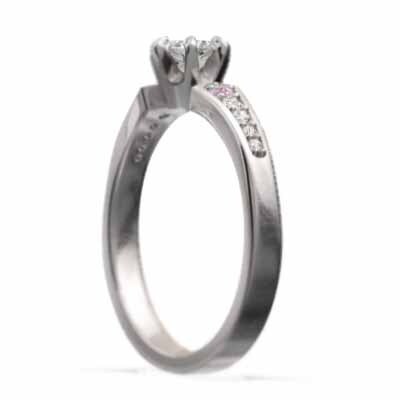ホワイトゴールドk18 オーダーメイド 婚約 指輪 9月誕生石 ピンクサファイア 天然ダイヤモンド_画像5