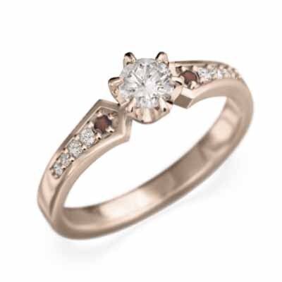 オーダーメイド 婚約 指輪 ガーネット 天然ダイヤモンド 1月誕生石 18金ピンクゴールド