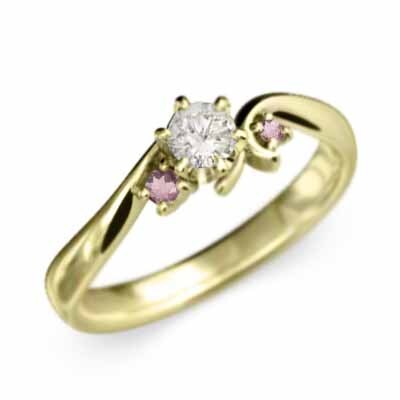 結婚指輪 にも ピンクトルマリン 天然ダイヤモンド k18