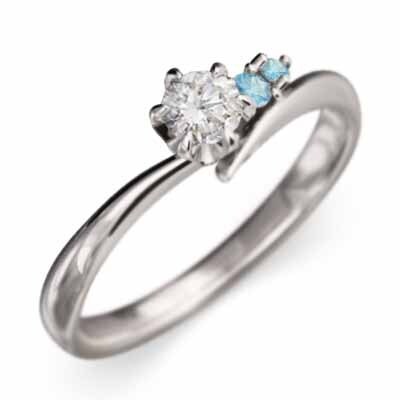 【ふるさと割】 30477円 18金ホワイトゴールド オーダーメイド 婚約 指輪 ブルー トパーズ