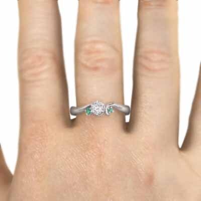 エメラルド 天然ダイヤモンド 結婚指輪 にも ホワイトゴールドk18 5月の誕生石_画像2