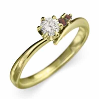 オーダーメイド 婚約 指輪 ガーネット 天然ダイヤモンド 1月の誕生石 イエローゴールドk18_画像4