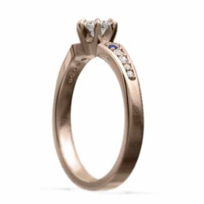 オーダーメイド 婚約 指輪 k18ピンクゴールド サファイア 天然ダイヤモンド 9月誕生石_画像5