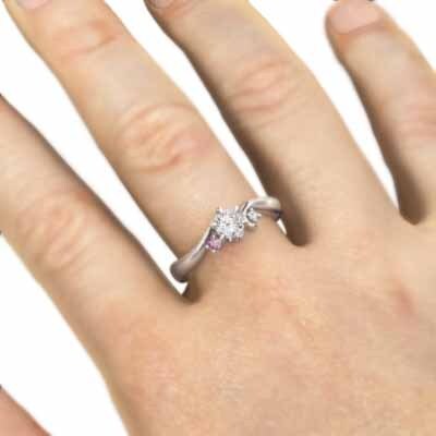 結婚指輪 にも ピンクトルマリン 天然ダイヤモンド プラチナ900 10月誕生石_画像2