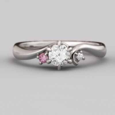 結婚指輪 にも ピンクトルマリン 天然ダイヤモンド プラチナ900 10月誕生石_画像3