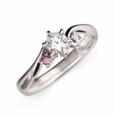 結婚指輪 にも ピンクトルマリン 天然ダイヤモンド プラチナ900 10月誕生石_画像1