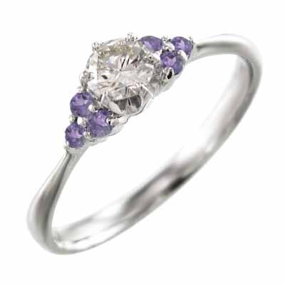 【冬バーゲン★特別送料無料!】 30106円 結婚指輪 にも アメジスト(紫水晶) 天然ダイヤモンド アメジスト
