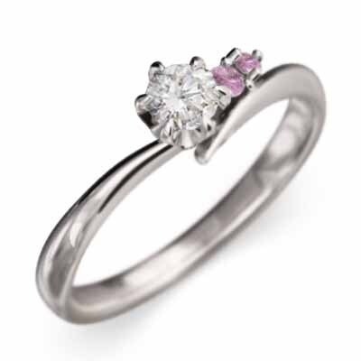 オーダーメイド 婚約 指輪 ピンクサファイヤ 天然ダイヤモンド 白金（プラチナ）900