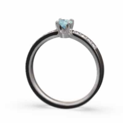 指輪 ブルートパーズ(青) 天然ダイヤモンド 11月の誕生石 18金ホワイトゴールド_画像5