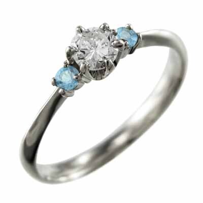 オーダーメイド マリッジリング にも ブルートパーズ(青) 天然ダイヤモンド 11月の誕生石 Pt900_画像4
