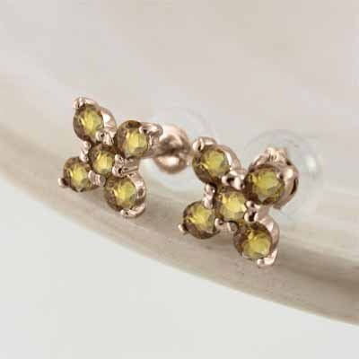 洋服通販 - 新作アイテムを 12642円 シトリン(黄水晶) ペアピアス クロス ピンクゴールドk18 その他