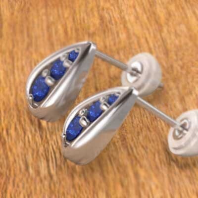 全品送料0円 サファイヤ しずく ピアス 両耳 9月誕生石 キャッチ付 Pt900 サファイア