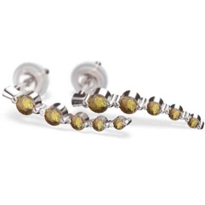 ペアピアス (黄水晶)シトリン 18金ホワイトゴールド 11月の誕生石 キャッチ付き