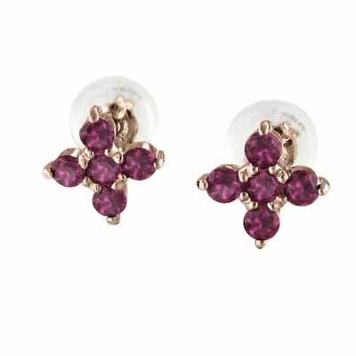 【ふるさと割】 12642円 ルビー ペアピアス クロス 18kピンクゴールド 7月誕生石 ルビー