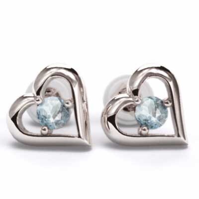 上品なファッション 16938円 ペアピアス アクア オープンハート k18ホワイトゴールド アクアマリン