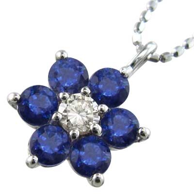 タイムセール 半額 サファイヤ モチーフ 花 ネックレス ジュエリー ダイヤモンド サファイア