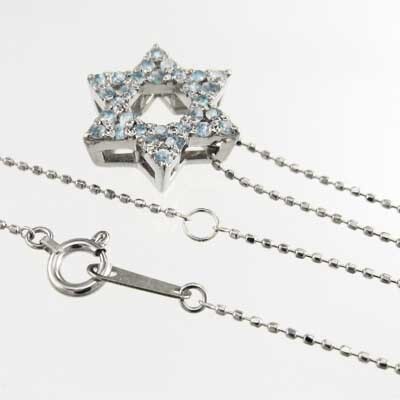 売れ筋商品 ネックレス ジュエリー 30168円 ヘキサグラム アクア 星の形 アクアマリン