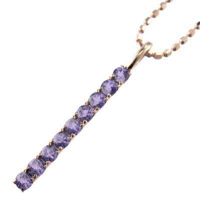 クリスマスツリー特価! ネックレス ペンダント プレート 18kピンク アメシスト(紫水晶) アメジスト