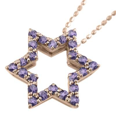10kピンクゴールド ペンダント ネックレス アメシスト(紫水晶) 2月誕生石 六芒星