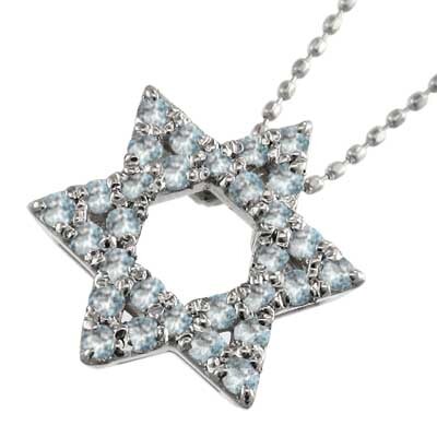新品本物 六芒星 ネックレス アクアマリン 31528円 スター k18 ジュエリー アクアマリン