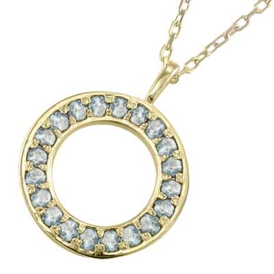 18金イエローゴールド ネックレス アクアマリン