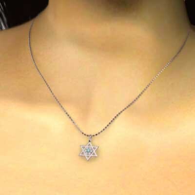 ヘキサグラム 星の形 ジュエリー ネックレス ブルートパーズ 天然ダイヤモンド k10ホワイトゴールド 小サイズ_画像2