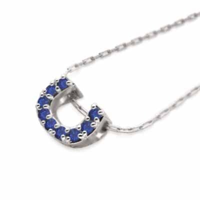 品多く 9366円 サファイア(青) お守りに馬蹄 9月の誕生石 10金ホワイト サファイア