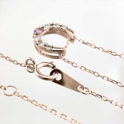 k18 pink gold jewelry necklace .. hose shoe 10 month. birthstone pink tourmaline natural diamond 