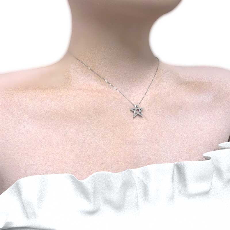  white gold k10 Star Jewelry pendant necklace simple 