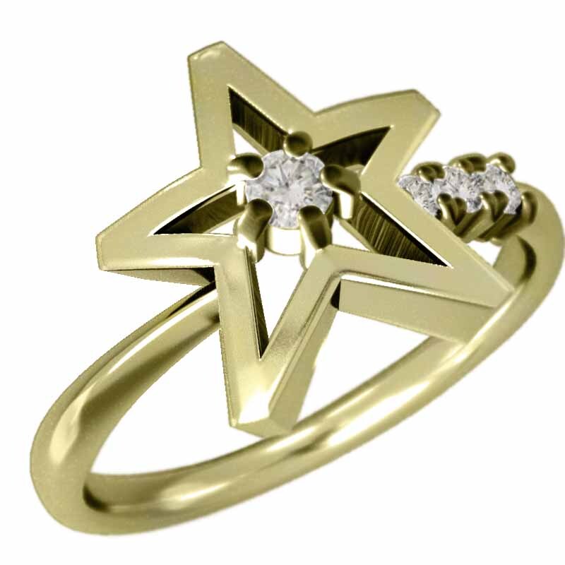 18金イエローゴールド 指輪 星の形 天然ダイヤモンド_画像4