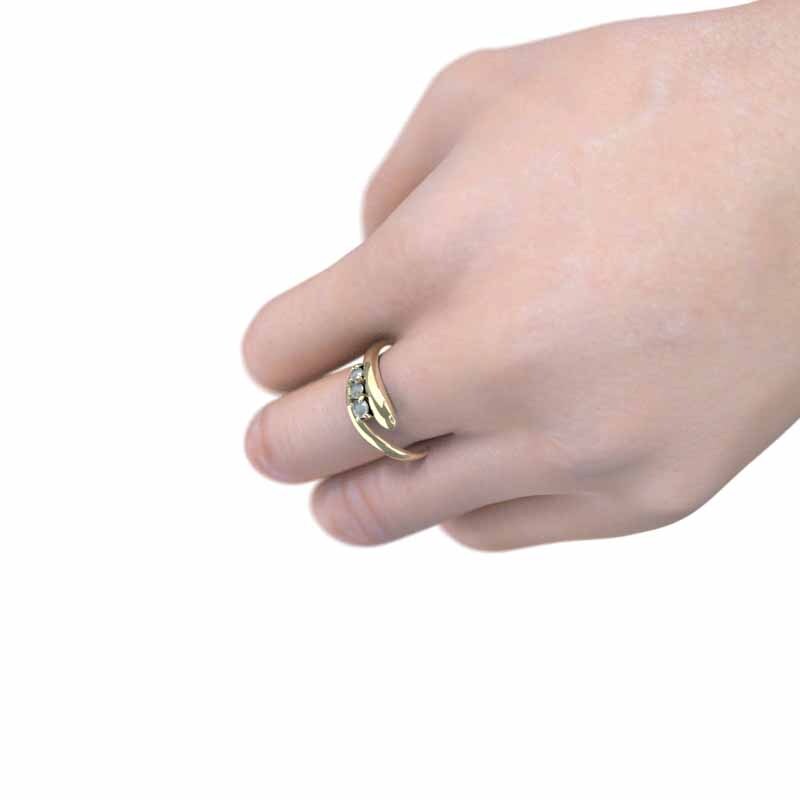 【返品送料無料】 イエローゴールドk10 16938円 リング 3 スリーストーン スネーク アクアマリン