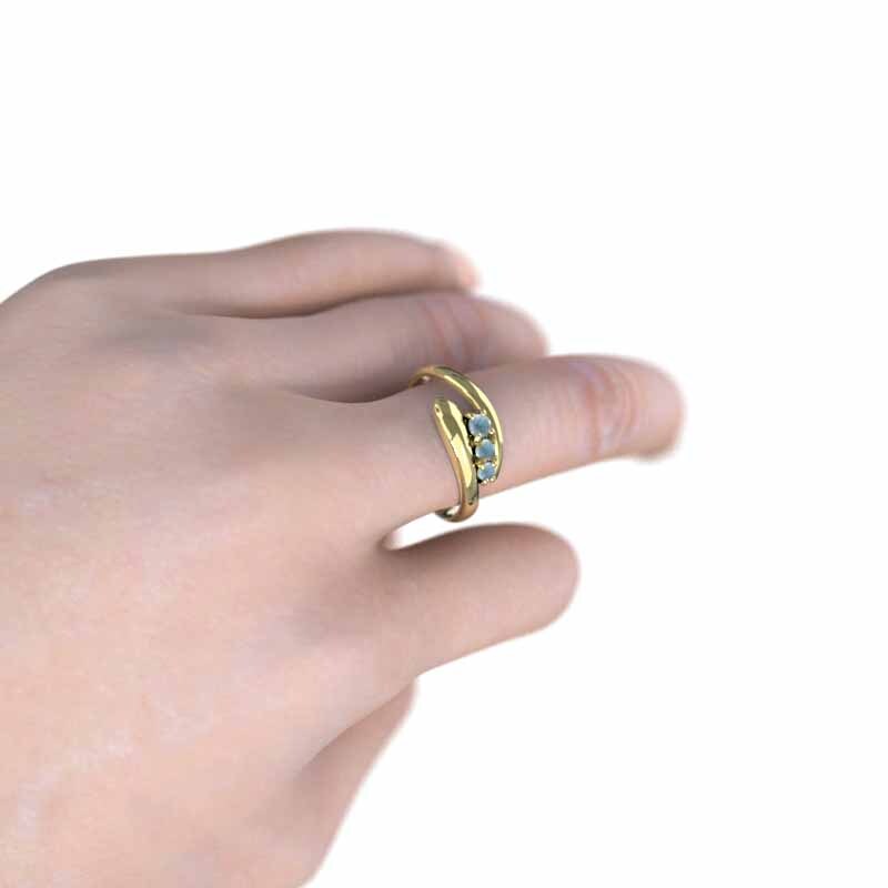 指輪 3石 蛇 スネーク ブルートパーズ(青) 11月の誕生石 18金イエローゴールド_画像2