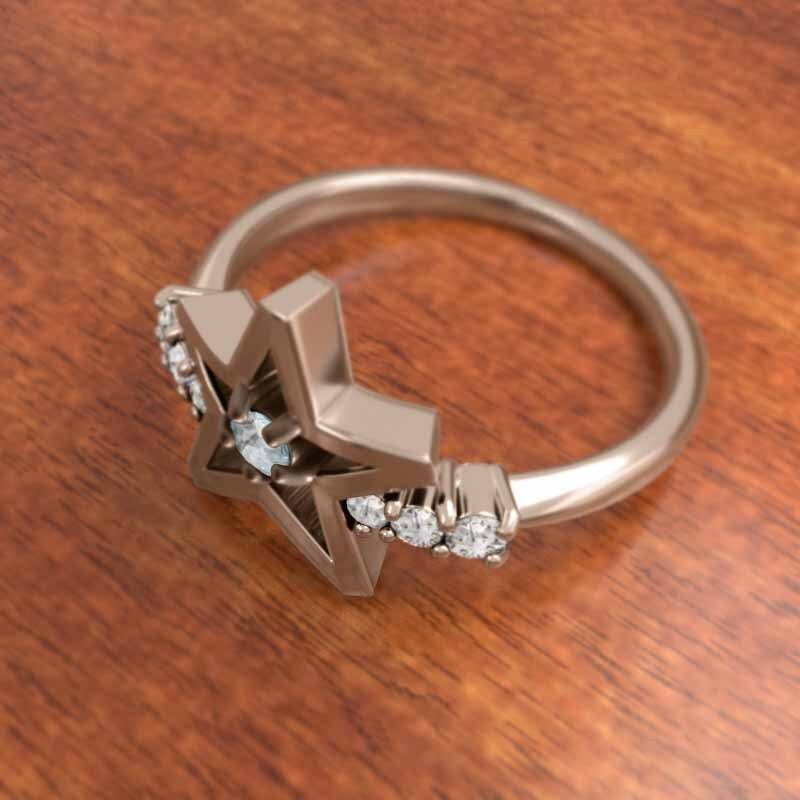 値引 18669円 指輪 ピンク 星の形 天然ダイヤモンド アクアマリン アクアマリン