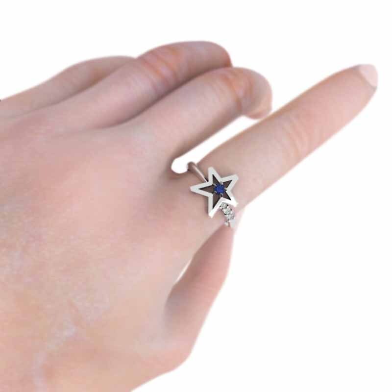 【30%OFF】 21822円 指輪 18金ホワイト 天然ダイヤモンド サファイヤ 星の形 ゴールド