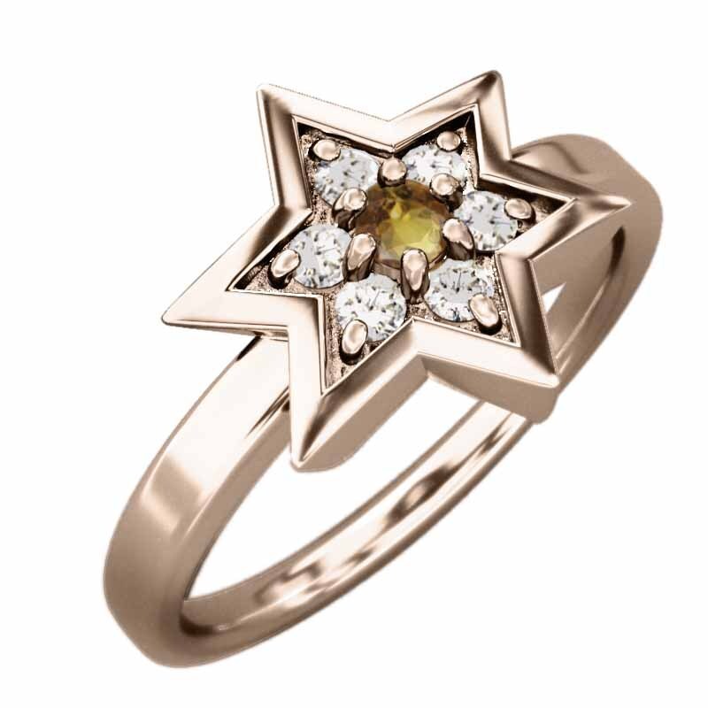 経典 26860円 リング 六芒星 (黄水晶)シトリン 天然ダイヤモンド 11月 その他
