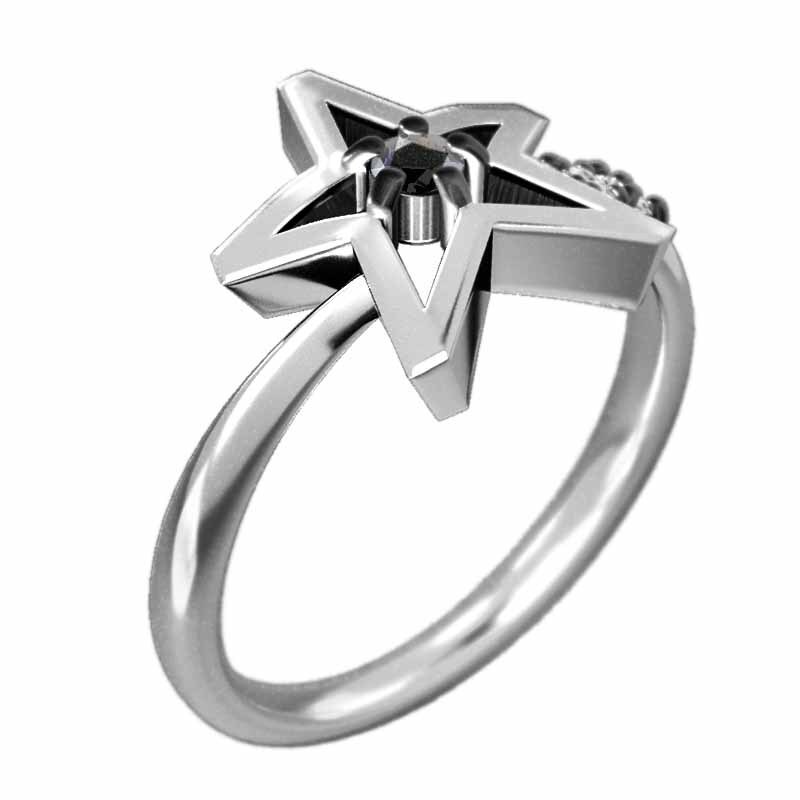 指輪 星の形 ブラックダイヤモンド ダイヤモンド 4月誕生石 プラチナ900_画像4