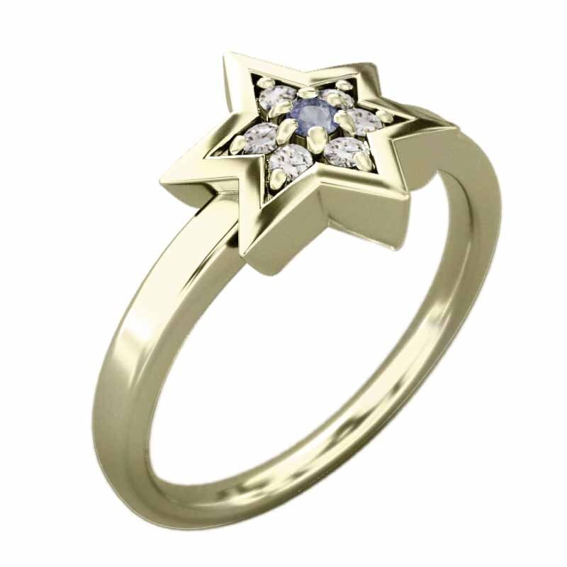 指輪 タンザナイト 天然ダイヤモンド ダビデの星 k10イエローゴールド 12月誕生石 六芒星小サイズ