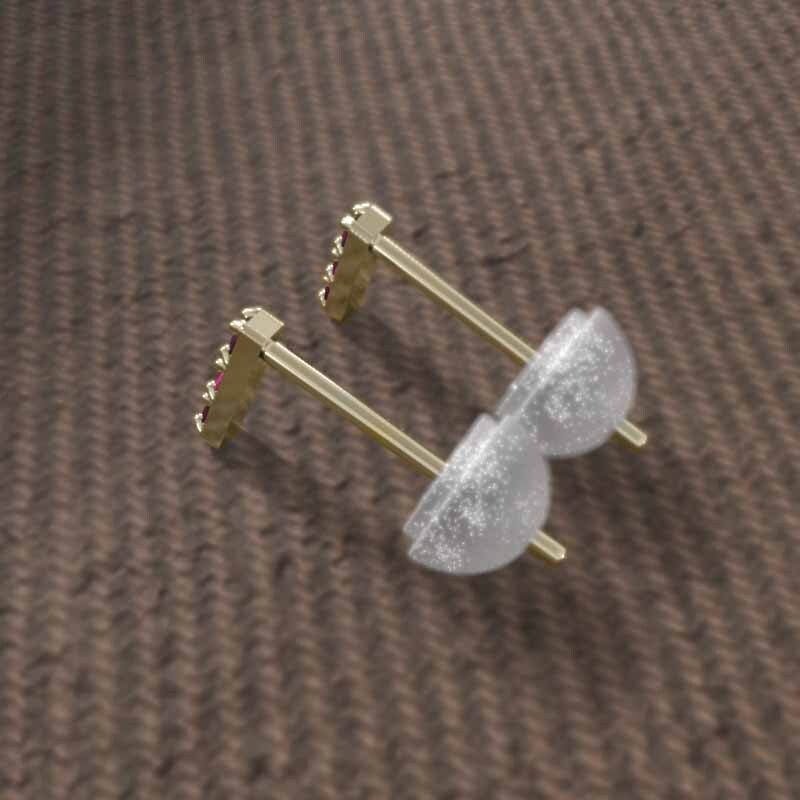 2024年のクリスマスの特別な衣装 8624円 18k ルビー ペアピアス ストーン スリー プレート ゴールド