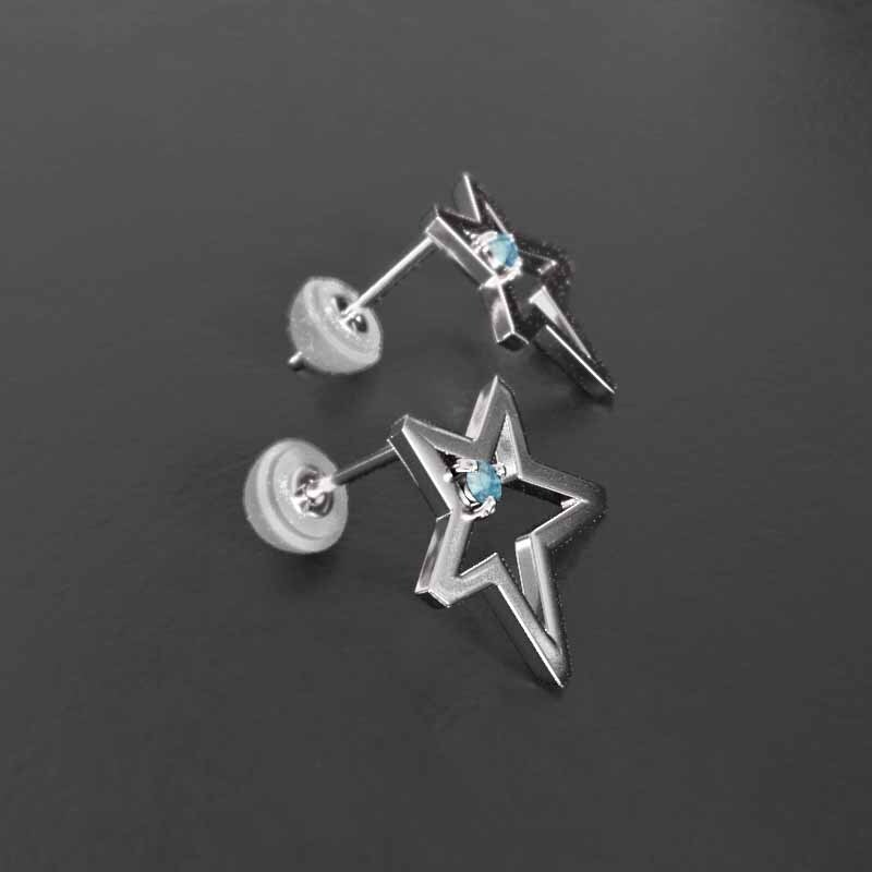 半額満載!スーパーSALE グランドセール! 14280円 ブルートパーズ(青) 11月の 1粒石 星 スター ペアピアス トパーズ