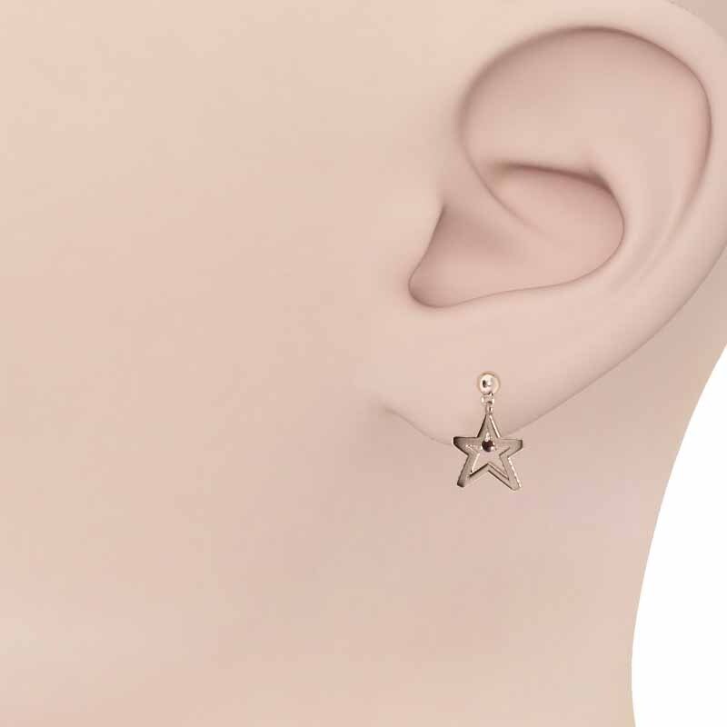 ペア ピアス 18kピンクゴールド 星 一粒 ガーネット 1月の誕生石 キャッチ付き 小サイズ ブラブラタイプ - ガーネット ペア ピアス 18kピンクゴールド 星 一粒 ガーネット 1月の誕生石 キャッチ付き 小サイズ ブラブラタイプ - ガーネット